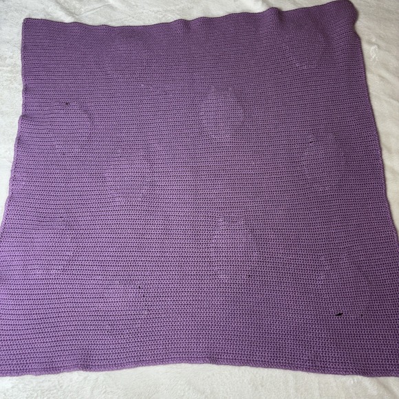 Hand Crocheted Purple With Owls Baby Blanket 41" X 41" - Picture 5 of 5